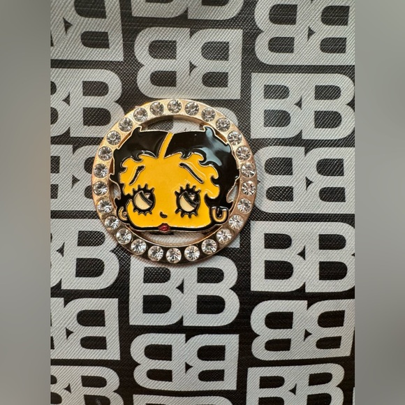Betty Boop purse with gold hardware and rhinestones. Zipper expansion on bottom - Picture 2 of 15